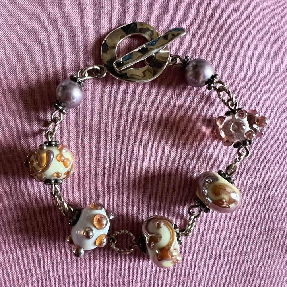 Handmade glass bead bracelet